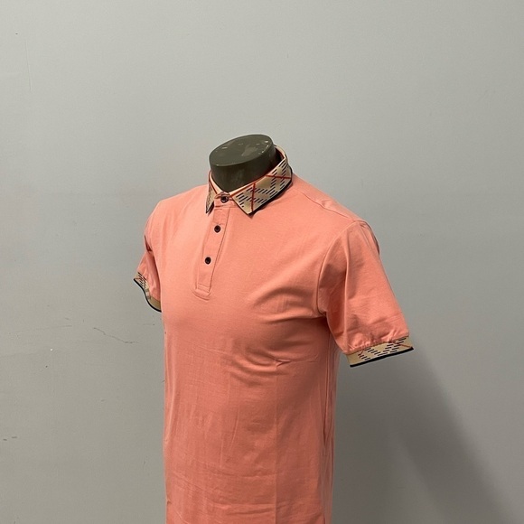 Pazo shirt polo 1/4 button front salmon modern fit - Picture 2 of 3